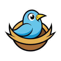A charming bird-in-nest logo featuring a peaceful bird resting in its cozy nest, symbolizing safety, comfort, and family. Ideal for brands focusing on care, nature, and warm hospitality.
