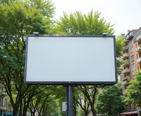 Fototapeta premium Eye-catching blank billboard in vibrant urban setting for your impactful advertising message and brand promotion