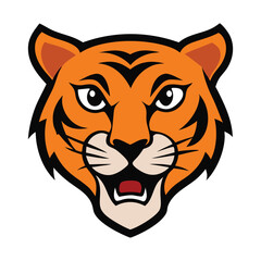 A bold tiger-logo showcasing fierce eyes and sharp stripes, symbolizing strength, courage, and dominance — an iconic emblem for sports teams, branding, or wildlife-inspired designs.
