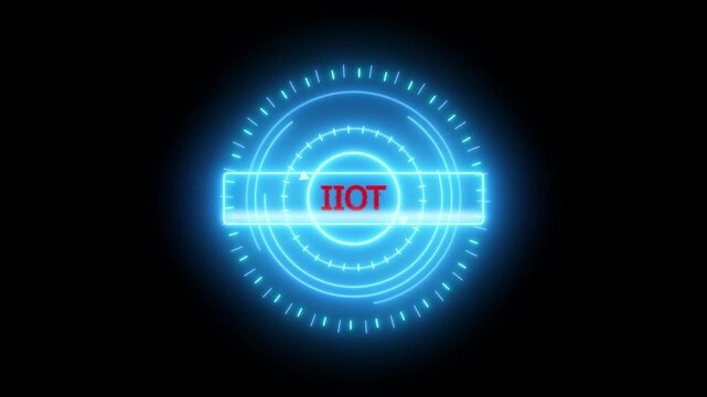 Futuristic display featuring iiot technology with data visualization and digital interface glloing neon filiker 4k video animation - Powered by Adobe