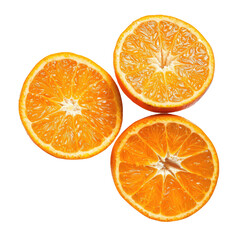 Fototapeta premium Sliced Orange Arrangement Bright Fruit Segments Isolated on Dark Backdrop