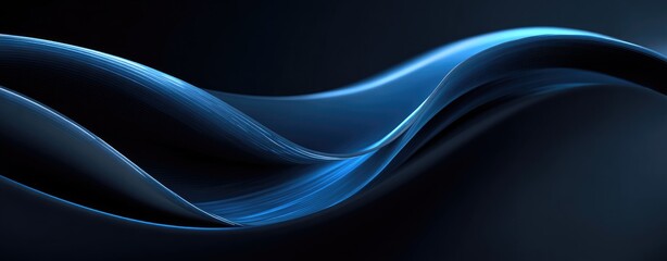 Dark blue abstract flowing curves