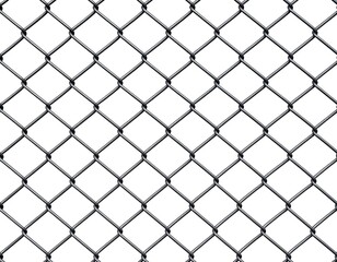 Fototapeta premium Seamless repeating pattern of a metallic chain-link fence on a white background