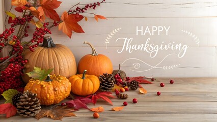 Autumn Abundance Thanksgiving Still Life Pumpkins Berries and Leaves A Festive Gathering