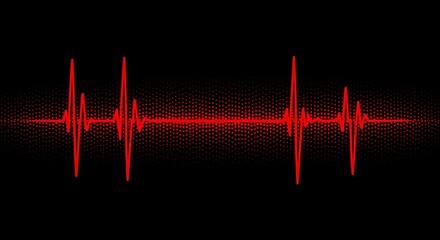 Abstract red heartbeat waveform on a textured dark background, symbolizing life and vitality