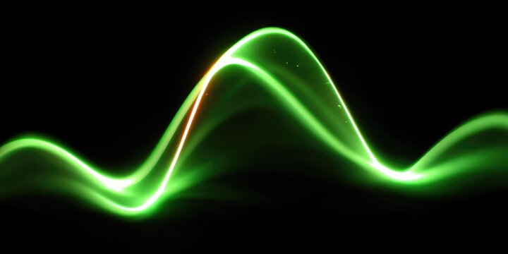 Abstract green light wave on black