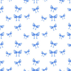 seamless pattern with blue bow ribbon