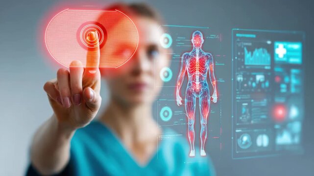 AI powered diagnostics technology and digital interface enable advanced medical analysis with interactive human anatomy