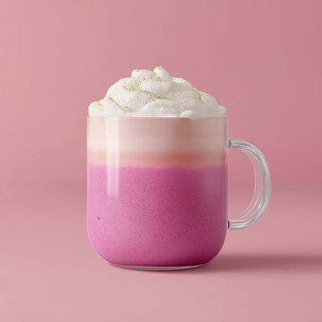 cup of strawberry latte coffee