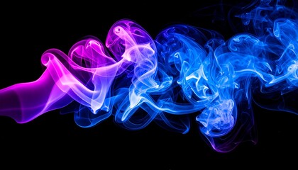 Obraz premium Blue and Pink Smoke Trails on Black Background