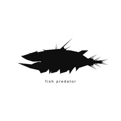 Abstract predator fish logo icon sign Submarine drone emblem template Shark silhouette Modern geometric design Technological engineering style Fashion print for clothes card picture banner poster ad