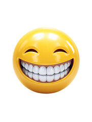 Fototapeta premium 3D Render of a Grinning Yellow Emoji With White Teeth on Transparent Background, PNG