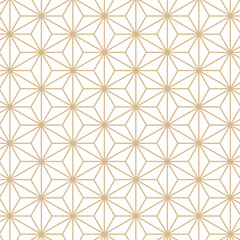 日本の伝統的な紋様（文様）素材。麻の葉紋を使ったシームレスな和風デザイン素材