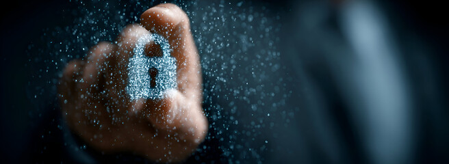 Cyber Security: Hand Holding Digital Padlock