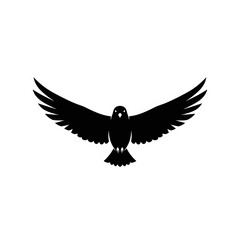 Fototapeta premium Black flying bird silhouette icon, minimalist vector design, clean bold wings for logos and branding.
