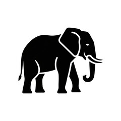 Obraz premium Black elephant silhouette icon, flat vector side profile, bold clean design for professional use.