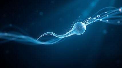 Quantum sperm cells navigating warped spacetime, their trails defying gravitational laws.