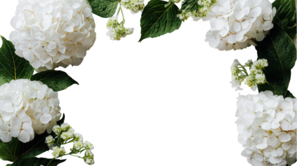 Colorful Hydrangea Floral Blossoms Natural Decoration Frame Border PNG on Transparent PNG