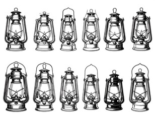 Antique Lantern Variations Line Art Collection