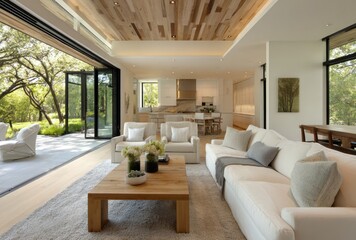 Bright and Spacious Living Room with Large , Modern Furniture, and Natural Light