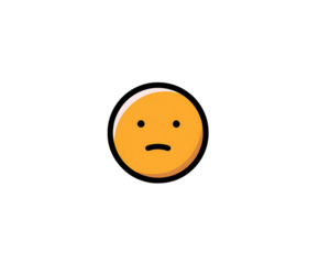 Neutral Orange Face Emoji on Transparent Background, PNG