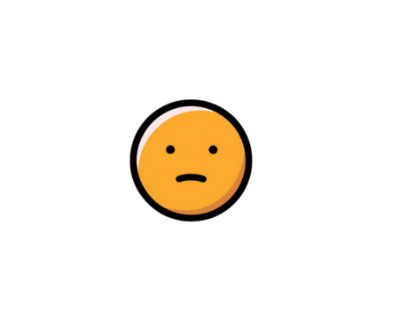 Neutral Orange Face Emoji on Transparent Background, PNG