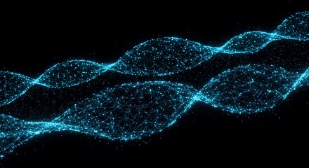 Abstract blue glowing double helix dna strand