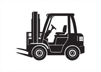 Forklift Truck Silhouette Industrial Warehouse Vehicle Vector.