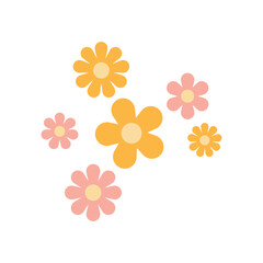 Abstract retro daisy flowers. Vector illustration. 