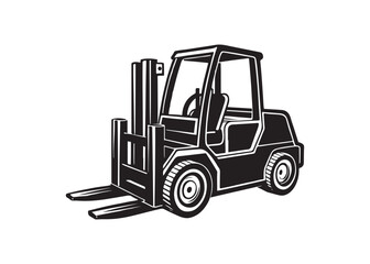 Naklejka premium Forklift Truck Silhouette Industrial Warehouse Vehicle Vector.