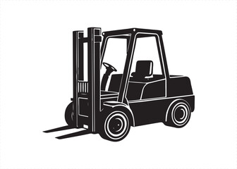 Forklift Silhouette Icon Black Heavy Vehicle Illustration.