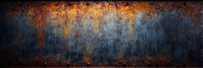 Rusted metal plate, with varied colors of oxidation