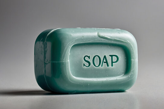 A bar of aqua soap with the word soap written on it