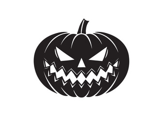 Jack-O’-Lantern Pumpkin Silhouette Vector Halloween Icon.