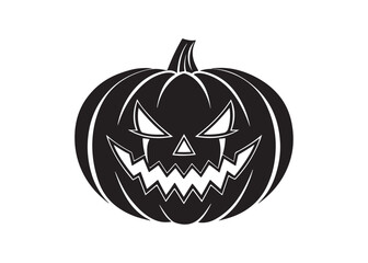 Jack-O’-Lantern Pumpkin Silhouette Vector Halloween Icon.