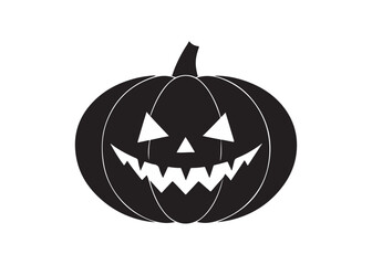 Jack-O’-Lantern Pumpkin Silhouette Vector Halloween Icon.