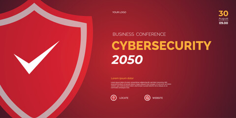 Modern Business conference Cyber security invitation poster template. Abstract geometric background with space for your text. Ideal for web banner, poster, flyer, social media