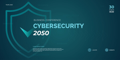 Modern Business conference Cyber security invitation poster template. Abstract geometric background with space for your text. Ideal for web banner, poster, flyer, social media