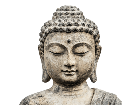 Buddha statue with serene expression in a classic meditative pose