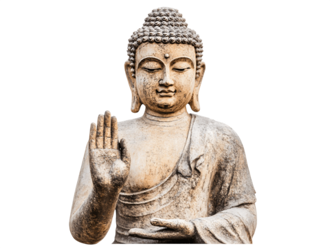Buddha statue with serene expression in a classic meditative pose
