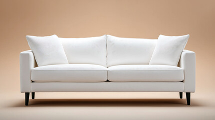 Naklejka premium Shop stylish white sofa couch with pillows for living room furniture