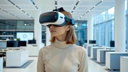 Empowering Women in Modern Offices Immersive Virtual Reality Headset Technology Enhances Mindfulness and Focus in Educational Environments - Powered by Adobe