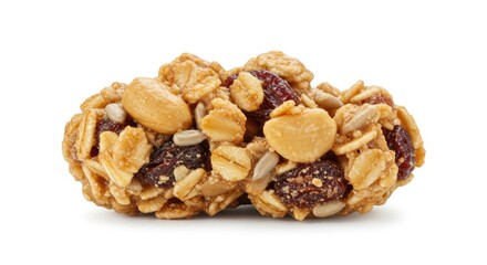 Close-up of a Nutritious Granola Bar with Nuts, Seeds, and Raisins