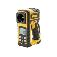 Close-up of a handheld light meter with a digital display and control buttons.