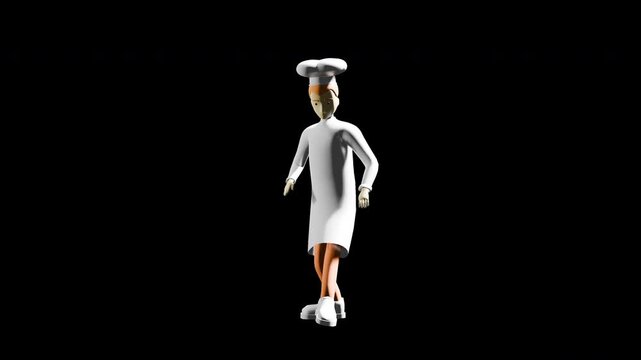3d render chef dancing house. Hip-hop dance. prores 4444