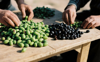 Sorting Freshly Harvested Olives