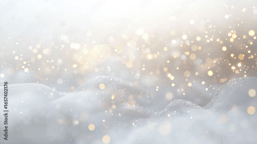 Wall mural a white background with particles or elements randomly drifting in space.