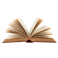 Fototapeta premium An open antique book with aged pages fluttering on a transparent background isolated on transparent background