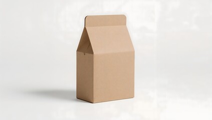 Simple brown cardboard carton with a gable top on a white background