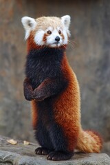 Fototapeta premium Panda Standing. Red Panda Zoo Animal in Asia Japan - Cute Wildlife
